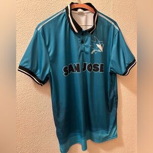 Idegy NHL San Jose Sharks Polo Shirt Men Teal Polyester #91 Size XL